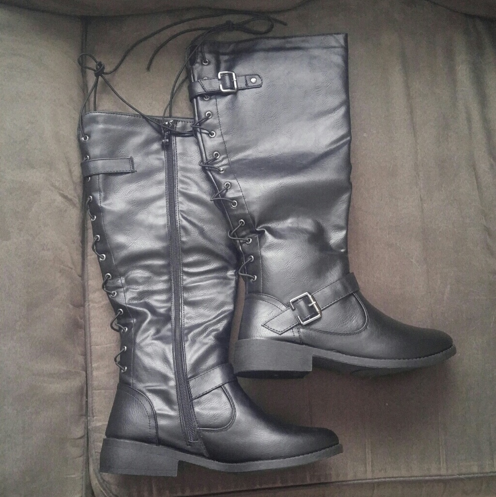 NEW lace & zip riding boots